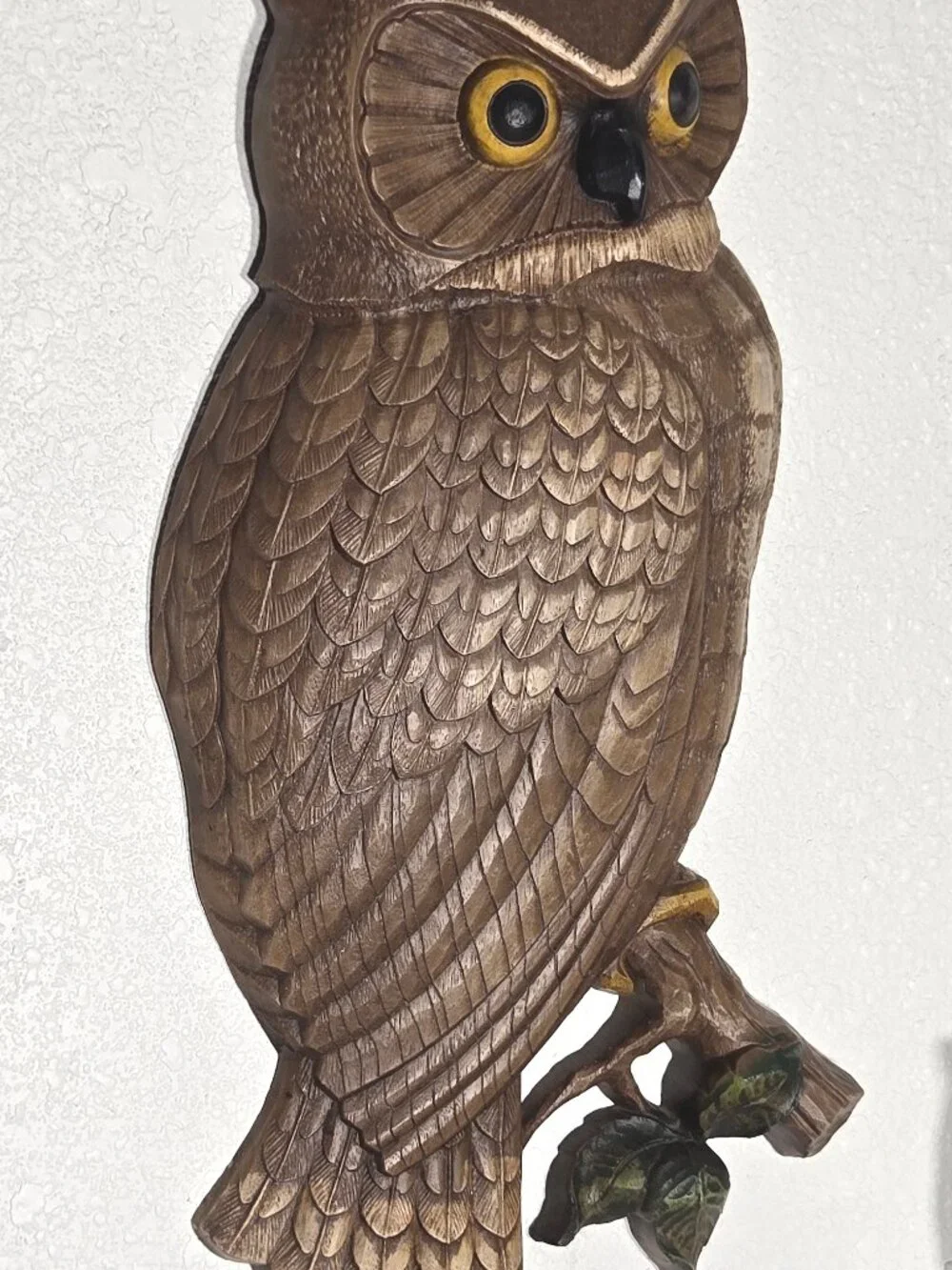 Vintage Syroco Owl Wall Art 1966 MCM Faux Wood Owl Hanging 60s Lodge Wall Decor